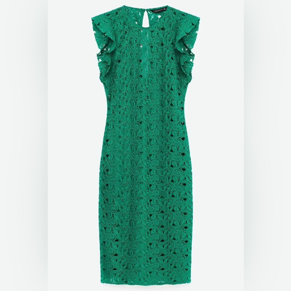 Zara green lace dress